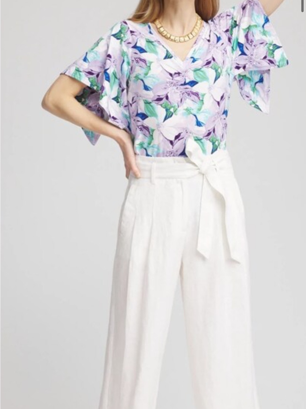NWT Chico’s Touch of Cool™ Lily Handkerchief-Sleeve V-Neck Tee Large
